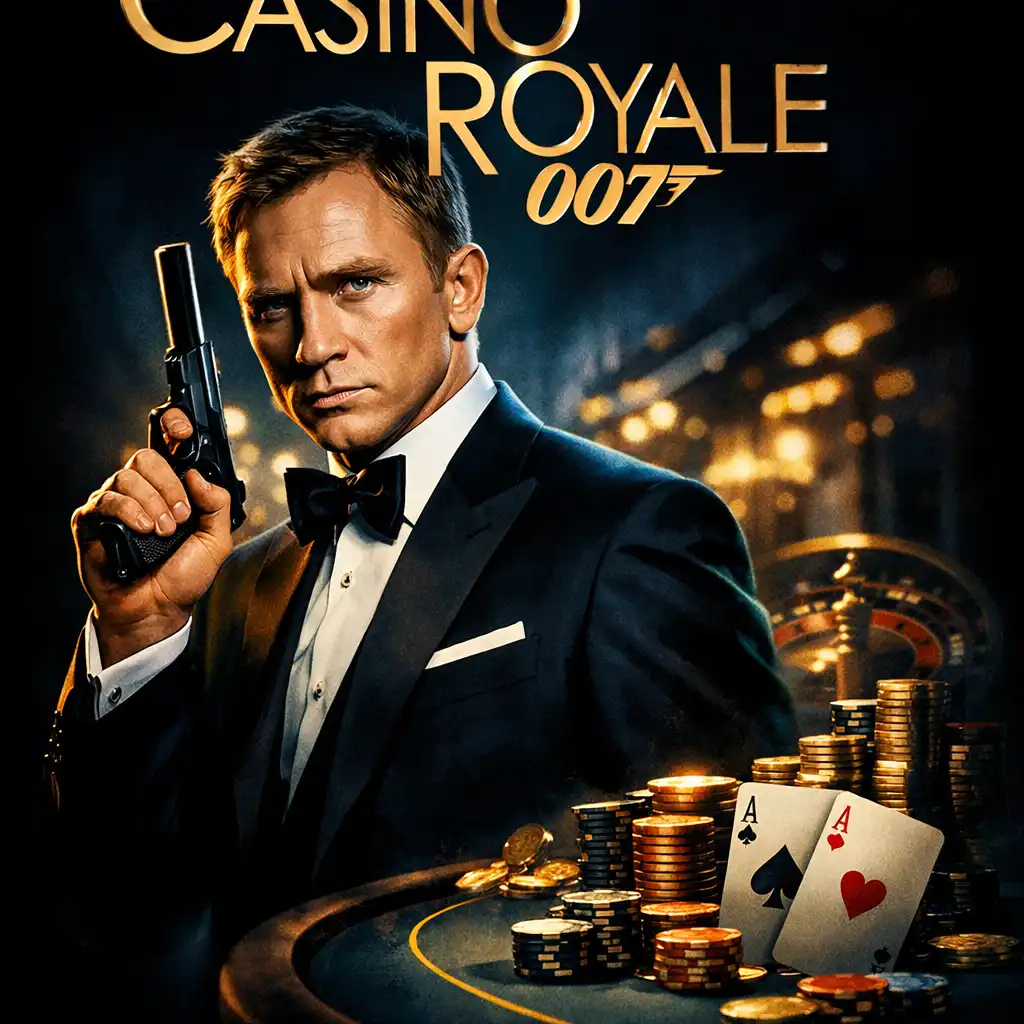 Artystyczna reprezentacja plakatu filmu Casino Royale z 2006 roku
