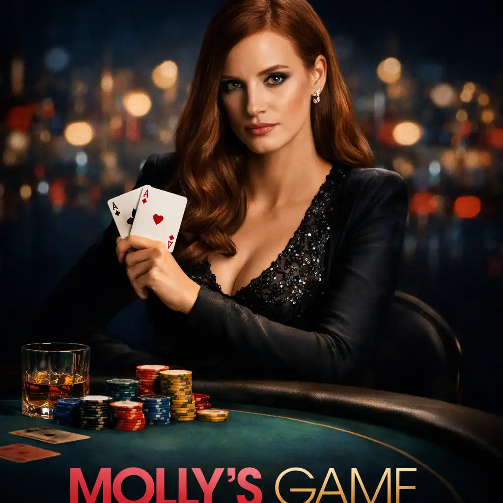 Artystyczna reprezentacja plakatu filmu Molly's Game z 2017 roku